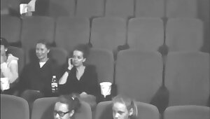 Teen slut gives a public blowjob at a cinema