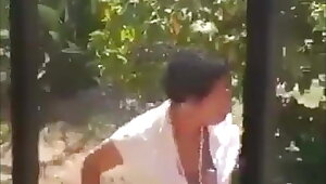 Young couple caught fucking in her garden - voyeur sex
