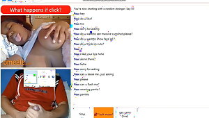 Omegle cumming on her big tits