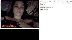 Cute teen on Omegle quickly reveals her massive tits