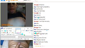 Omegle, huge cumshot on her tits and mouth