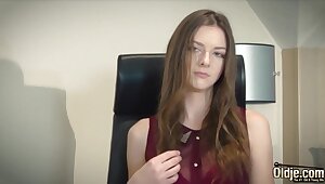Naive babe got blackmailed by her colleague from work, who just wanted to fuck her pussy