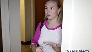 Shy type teen cutie Tiffany Kohl receives creamy cum